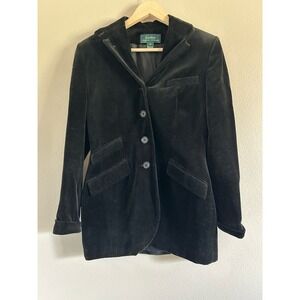 Lauren Ralph Lauren Blazer Womens 6 Black  Velvet  Riding Old Money